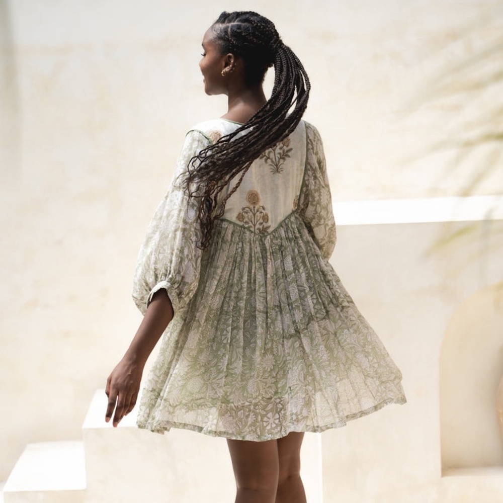 Diya Mini Dress ~ Pistachio - Picture 4 of 11